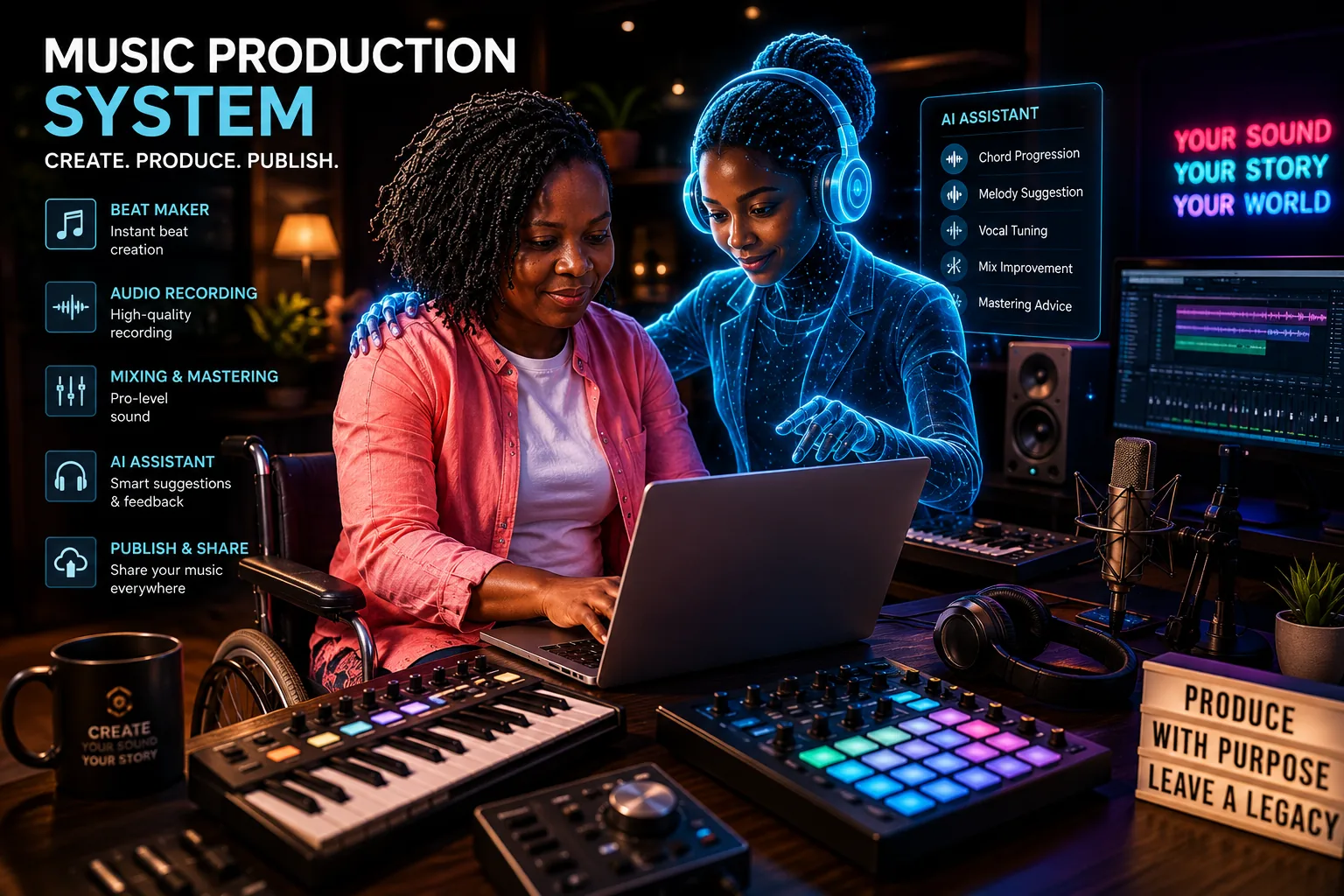 African music production and digital release planning visual