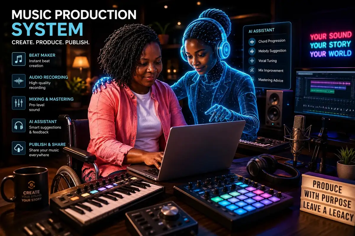 AI-assisted music and creative production system