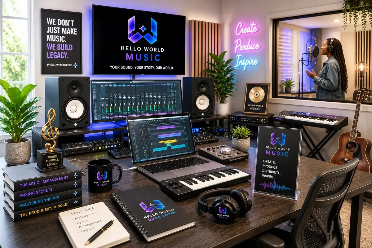 Professional Hello World Music production studio